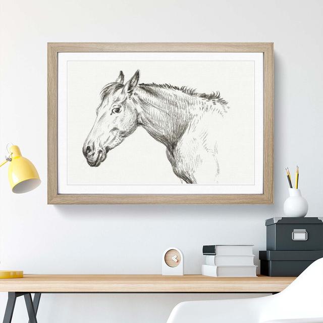 The Head of a Horse by Jean Bernard - Picture Frame Drawing Print East Urban Home Frame Option: Oak Framed, Size: 27cm H x 36cm W x 2cm D on Productcaster.