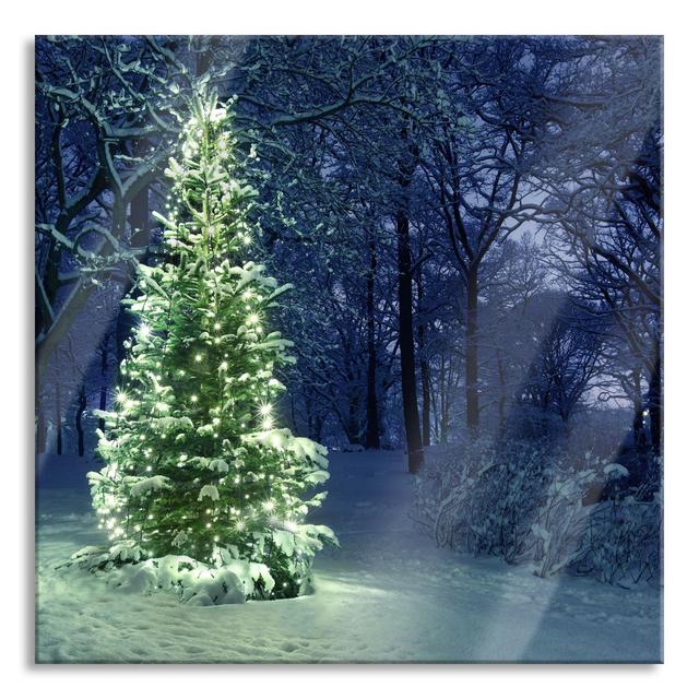 Shining Christmas Tree - No Frame Print on Glass The Seasonal Aisle Size: 80cm H x 80cm W x 0.4cm D on Productcaster.