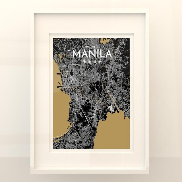 Manila City Map in Luxe - Graphic Art Print on Paper Borough Wharf Size: 24cm H x 18cm W x 0.05cm D on Productcaster.