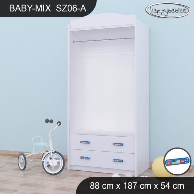 2 Door Wardrobe Happy Babies Colour: White/Blue on Productcaster.