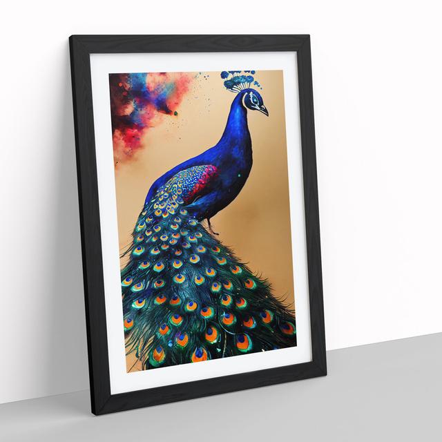 Vivid Peacock - Picture Frame Painting Latitude Vive Size: 34cm H x 25cm W x 2cm D, Frame Colour: Black Framed on Productcaster.