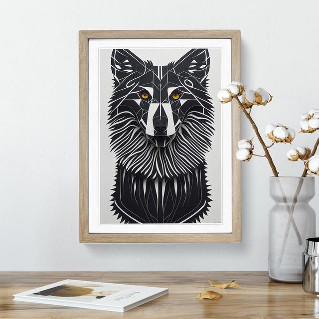 Wolf In Abstract No.5 Alpen Home Size: 36cm H x 27cm W, Format: Oak Framed Paper, Matte Colour: White on Productcaster.