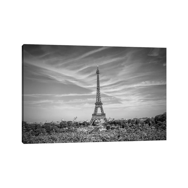 Eiffel Tower Skyline in Black & White by Mikolaj Gospodarek - Wrapped Canvas Photograph Latitude Run Size: 20.32cm H x 30.48cm W x 1.905cm D on Productcaster.