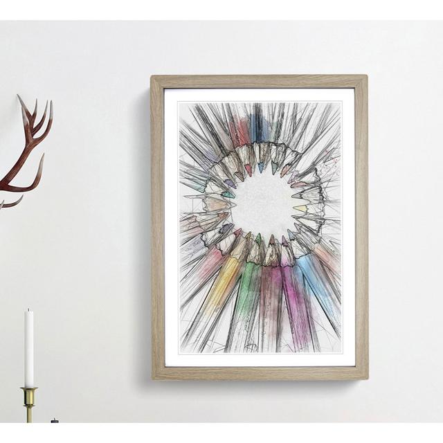 Rainbow Coloured Pencils in Abstract - Picture Frame Graphic Art Print East Urban Home Frame Option: Oak, Size: 76cm H x 50cm W x 2cm D on Productcaster.