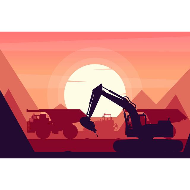 Mahibah Mining Truck with Sunset Background by Edgar Joel Ipanaque Maza - Wrapped Canvas Graphic Art Marlow Home Co. Size: 30cm H x 46cm W x 3.8cm D on Productcaster.