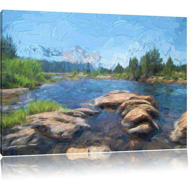 Leinwandbild Tuolumne River Yosemite in Blau/Grün East Urban Home Größe: 60 cm H x 80 cm B on Productcaster.