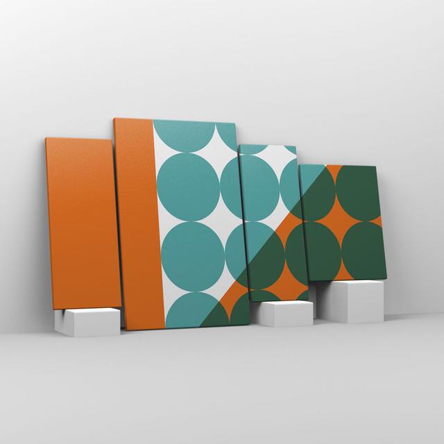 Colic Turquoise Orange - 4 Piece Wrapped Canvas Graphic Art Corrigan Studio Size: 70cm H x 120cm W x 1.8cm D on Productcaster.