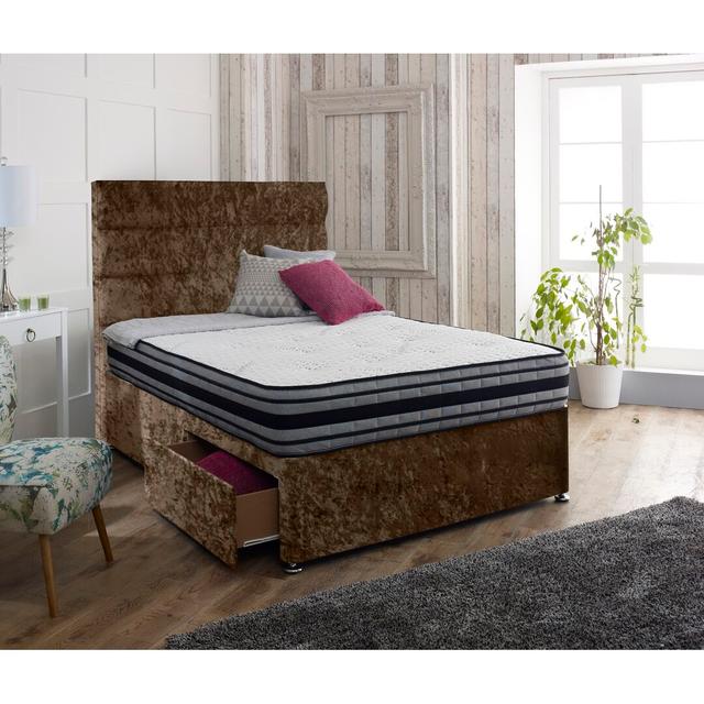 Hyde Divan Bed Set Rosdorf Park Storage Type: No Drawer, Size: Kingsize (5'), Colour: Brown on Productcaster.