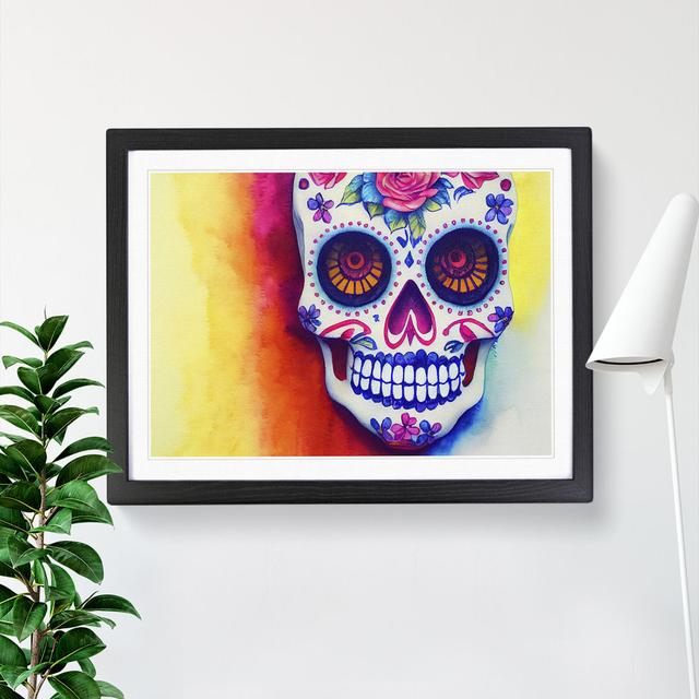 Unbelievable Floral Sugar Skull Maturi Frame Colour: Black, Size: 34cm H x 46cm W x 2cm D on Productcaster.