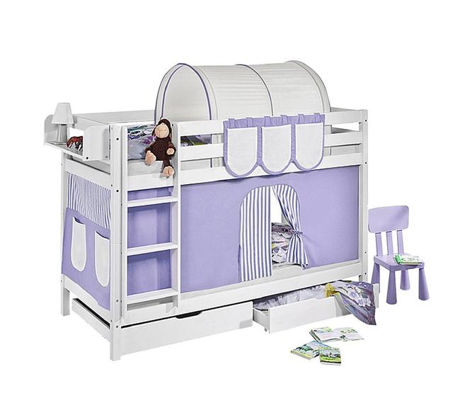 Etagenbett Jelle mit Vorhang Lilokids Colour: Purple, Size: European Single (90 x 200 cm) on Productcaster.