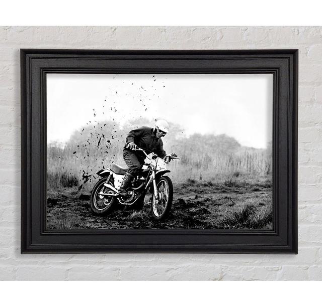 Motor Bike In The Mud B N W Framed Print 17 Stories Size: 42cm H x 59.7cm W on Productcaster.