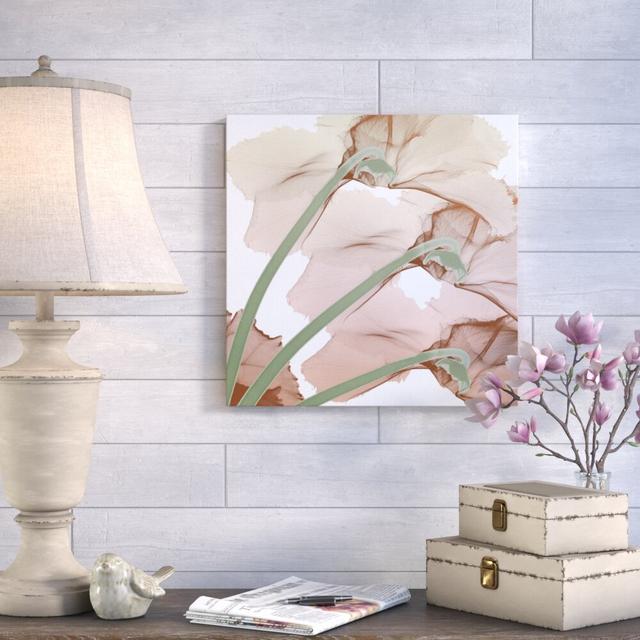 Peach Luster Cyclamen - Wrapped Canvas Print East Urban Home Size: 122 cm H x 122 cm W on Productcaster.