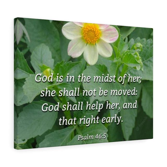 God Shall Help Her Psalm 46:5 - Wrapped Canvas Print Blue Elephant Size: 28cm H x 36cm W on Productcaster.