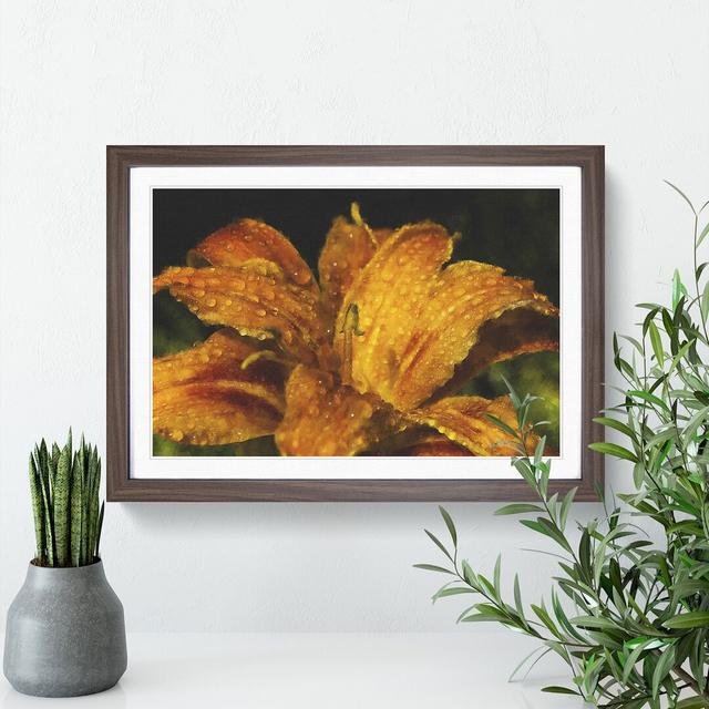 Yellow Lily Flower - Picture Frame Graphic Art East Urban Home Size: 36cm H x 48cm W x 2cm D, Frame Option: Walnut Framed on Productcaster.