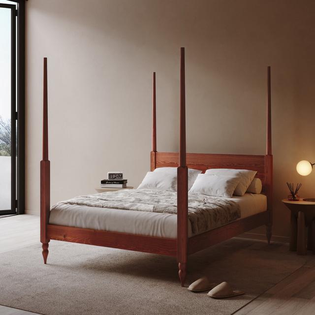 Thorndale Four Poster Bed Three Posts Mattress Size: Single (3'), Colour: Red Wood on Productcaster.