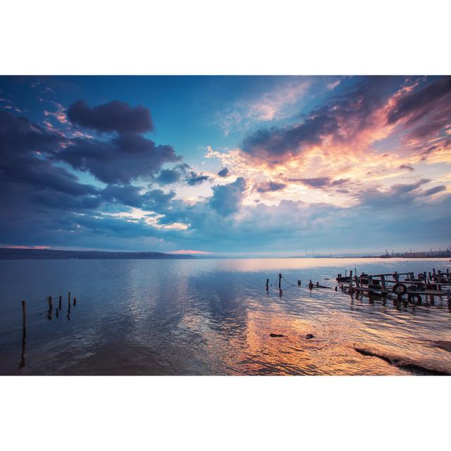 Sunset Over The Lake by Valio84sl - Wrapped Canvas Print Union Rustic Size: 61cm H x 91cm W x 3.8cm D on Productcaster.