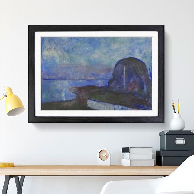 Starry Night by Edvard Munch - Picture Frame Painting East Urban Home Size: 27cm H x 36cm W x 2cm D, Frame Option: Black on Productcaster.