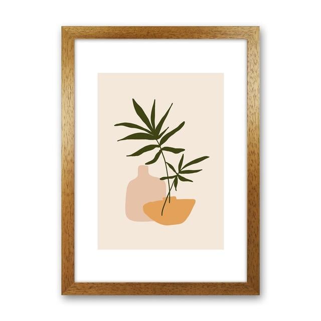 Mica Plant Pots Beige N1 by Pixy Paper - Print Rosalind Wheeler Size: 42cm H x 29.7cm W x 3cm D, Format: Oak Framed on Productcaster.