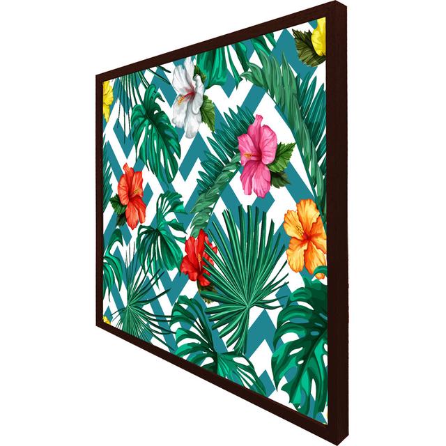 Duhart Tropical Leaves & Geometrics - Single Picture Frame Art Prints Bay Isle Home Size: 76cm H x 76cm W x 4cm D, Frame Colour: Brown Framed on Productcaster.