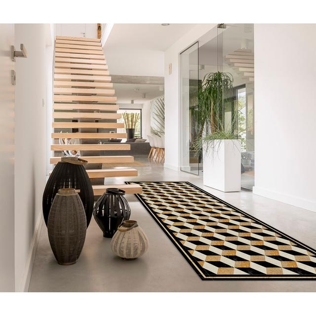 Abaigh Yellow/Black Indoor/Outdoor Rug Ebern Designs Rug Size: Runner 78 x 225cm on Productcaster.