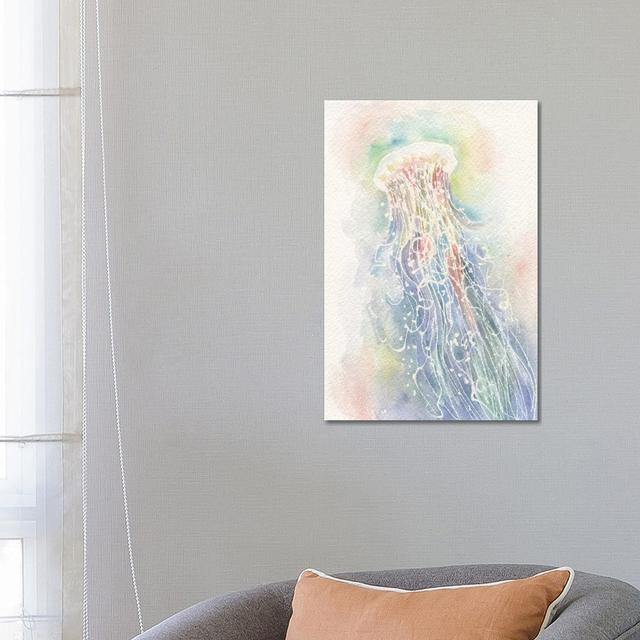 Jellyfish Watercolour by Stephanie Corfee - Wrapped Canvas Painting House of Hampton Size: 66.04cm H x 45.72cm W x 3.81cm D on Productcaster.