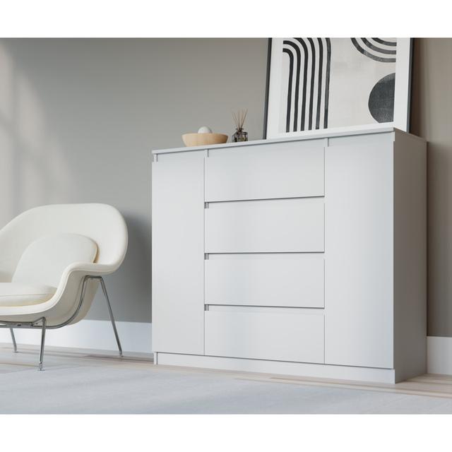 Double Down 4 Drawer 139Cm W Chest of Drawers (Set of 140) Brayden Studio Colour: White on Productcaster.