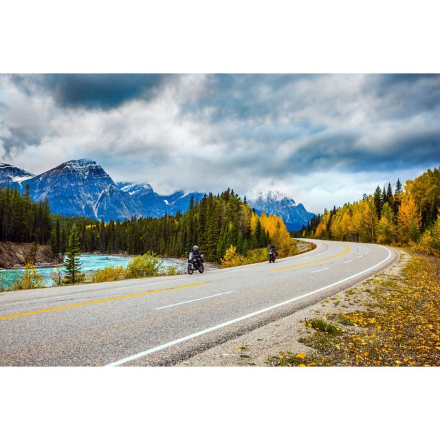 Motorcyclists Riding On Road by Kavram - Wrapped Canvas Print Alpen Home Size: 20cm H x 30cm W on Productcaster.