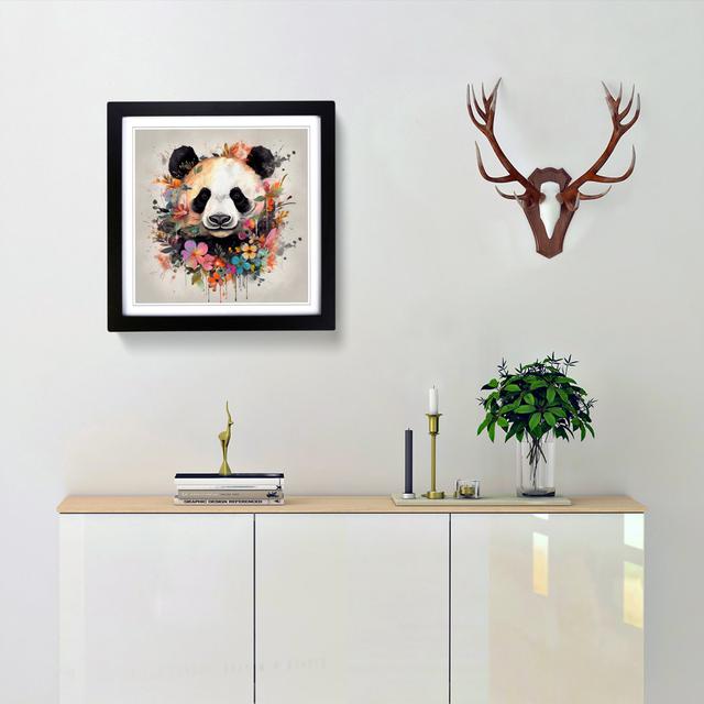 Panda Floral Art - Single Picture Frame Art Prints on Wood Latitude Vive Format: Black on Productcaster.