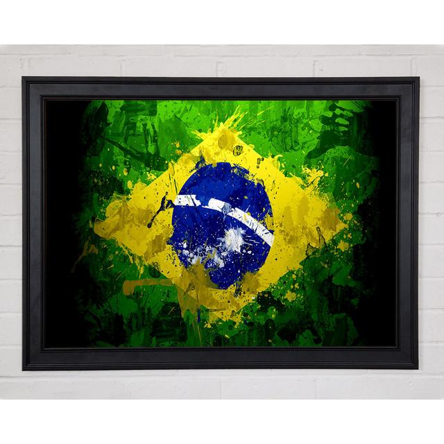 Brasilianische Flagge Grunge - Einzelner Bilderrahmen Kunstdrucke Williston Forge Größe: 59,7" H x 84,1" B x 1,5" T on Productcaster.