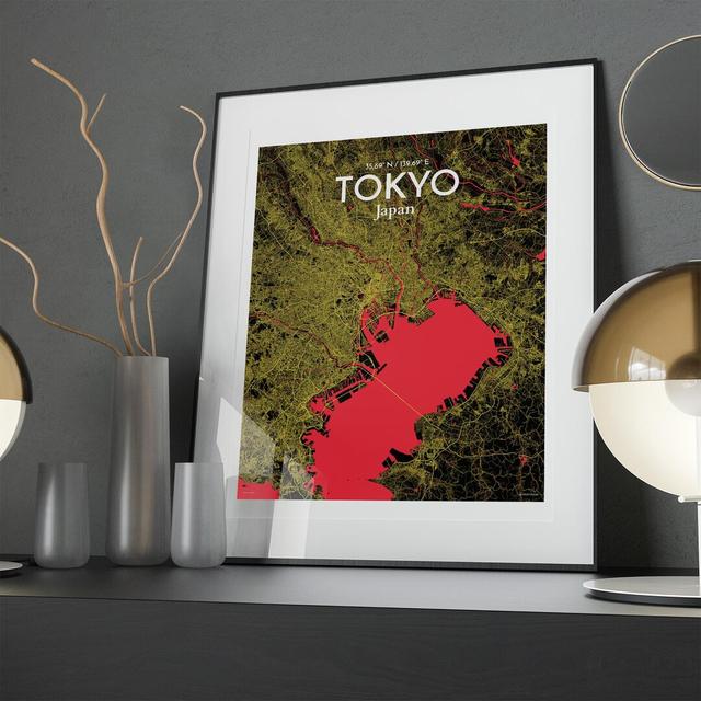 Tokyo City Map in Contrast - Unframed Graphic Art Borough Wharf Size: 20cm H x 16cm W x 0.05cm D on Productcaster.