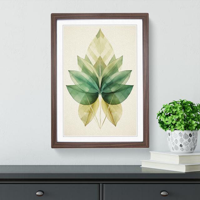 Tropical Leaf Geometric No.2 - Single Picture Frame Print on Wood Marlow Home Co. Frame Colour: Walnut, Size: 34cm H x 25cm W x 2cm D on Productcaster.