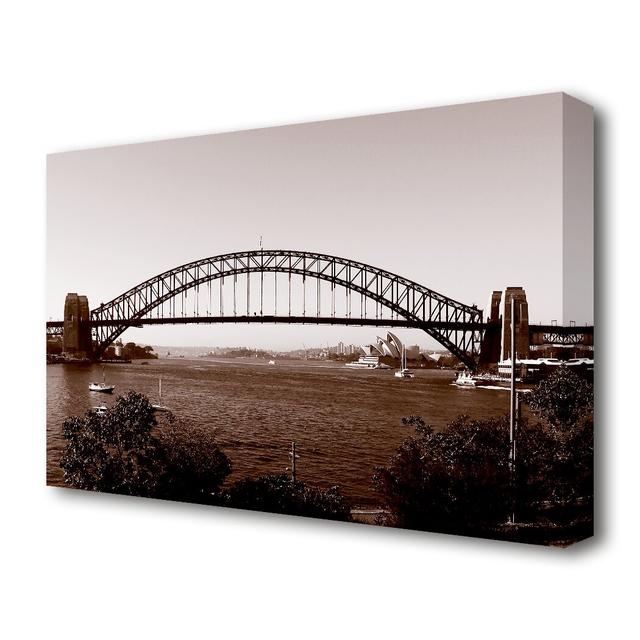 Sydney Harbour Bridge Retro Sepia - Unframed Photograph Print on Canvas East Urban Home Size: 35.6 cm H x 50.8 cm W on Productcaster.