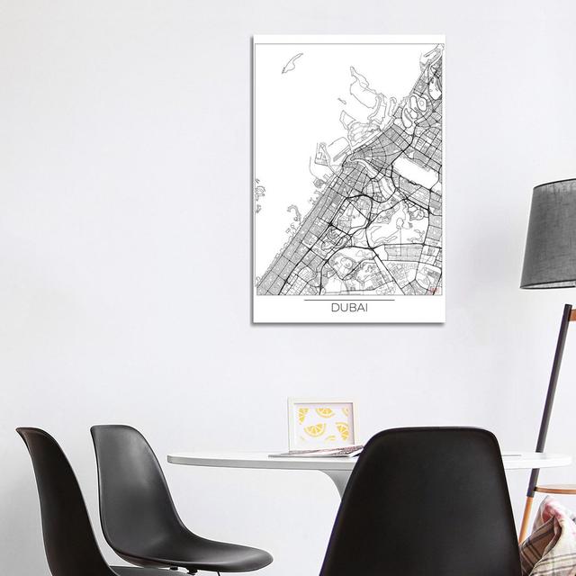 Dubai Minimal Urban Blueprint Map by Hubert Roguski - Wrapped Canvas Print Borough Wharf Size: 101.6cm H x 66.04cm W x 1.91cm D on Productcaster.