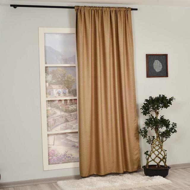 Thermo-Vorhang mit Schlaufen (1 Stück), blickdicht Lilijan Home & Curtain Panel-Größe: 140 cm L x 375 cm L, Farbe: Beige on Productcaster.