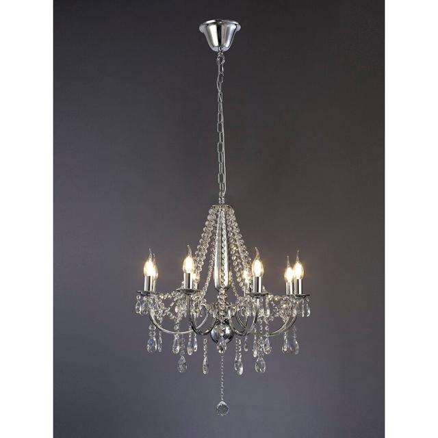 8-Light Crystal Chandelier Mercer41 Shade Colour: Ivory Cream, Finish: Polished Chrome, Size: 218cm H x 70cm W x 70cm D on Productcaster.