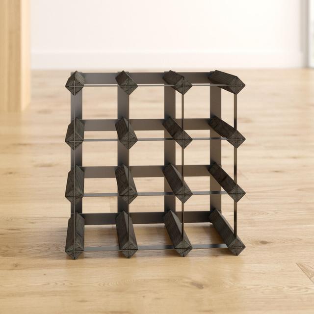 Liddle 12 Bottle Wine Rack Wrought Studio Finish: Black Stained / Black Steel on Productcaster.