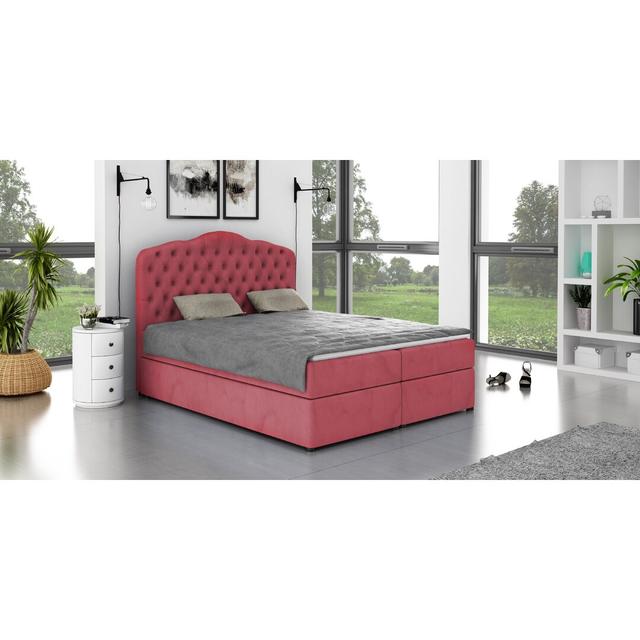 Boxspringbett Ward mit Topper und Stauraum Mercer41 Farbe: Altrosa, Größe: 160 x 200 cm on Productcaster.