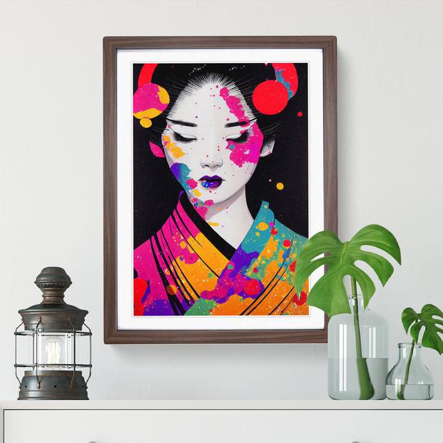 Geisha No.5 - Single Picture Frame Painting Latitude Run Size: 34cm H x 25cm W x 2cm D, Frame Colour: Walnut on Productcaster.