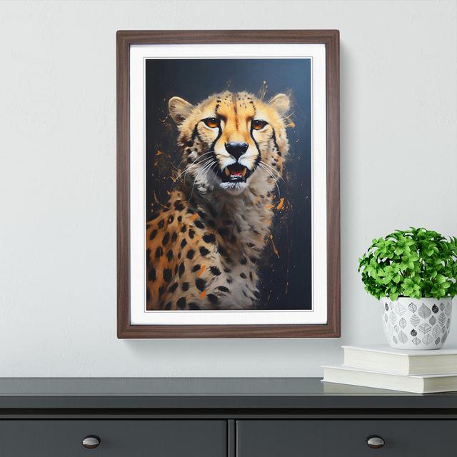 Cheetah Hard Edge - Single Picture Frame Print on Wood Latitude Vive Format: Walnut Framed, Size: 64cm H x 46cm W x 2cm D on Productcaster.