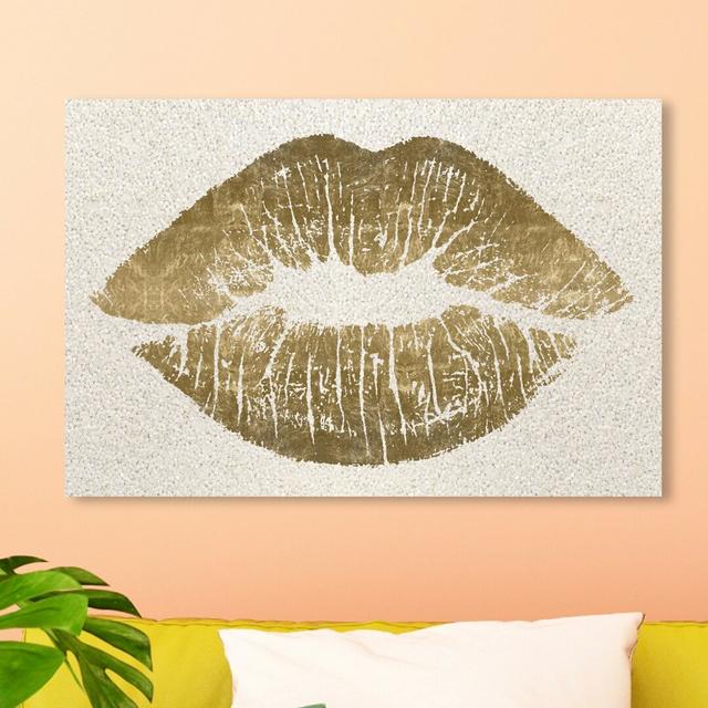 Solid Kiss White Glitter - Wrapped Canvas Print East Urban Home Size: 61 cm H x 91.4 cm W on Productcaster.