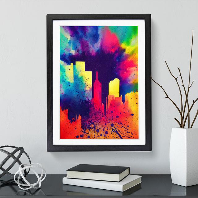 City Skyline Colours No.3 Abstract - Single Picture Frame Print Metro Lane Frame Colour: Black, Size: 64cm H x 46cm W x 2cm D on Productcaster.