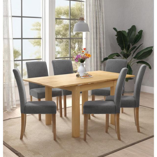 Waverly 6 - Person Dining Set Hallowood Furniture Chair Colour: Grey on Productcaster.