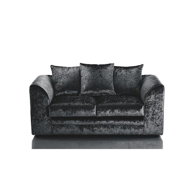 Stowers 2 Seater Velvet Sofa Canora Grey Upholstery Colour: Black on Productcaster.