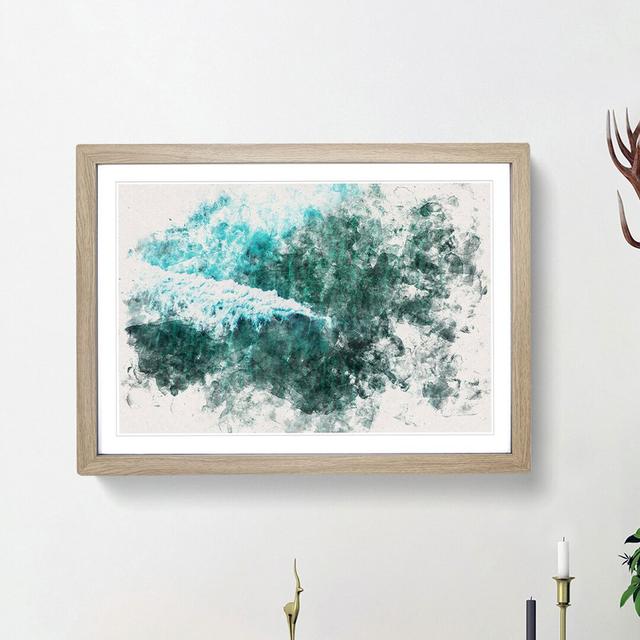 Surfers in the Ocean Watercolour - Picture Frame Graphic Art Print East Urban Home Frame Option: Oak Framed, Size: 40cm H x 60cm W x 2cm D on Productcaster.