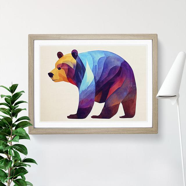 Watercolour Bear Vol.1 Abstract - Single Picture Frame Painting Alpen Home Size: 34cm H x 46cm W x 2cm D, Frame Colour: Oak Framed on Productcaster.