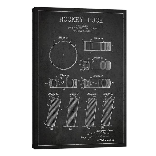 'Hockey Puck Charcoal Patent Blueprint' Graphic Art on Wrapped Canvas East Urban Home Size: 66.04cm H x 45.72cm W x 1.91cm D on Productcaster.