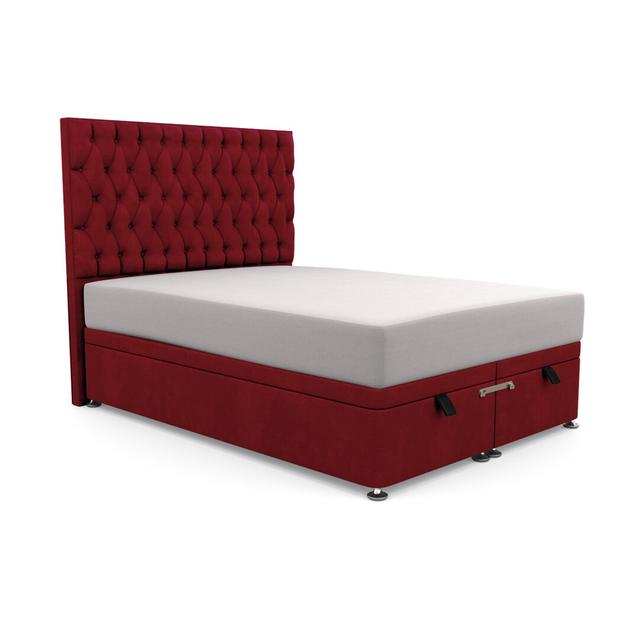 Bolsover Upholstered Ottoman Bed Fairmont Park Colour: Red, Upholstery Material: Velvet, Size: Small Double (4') on Productcaster.