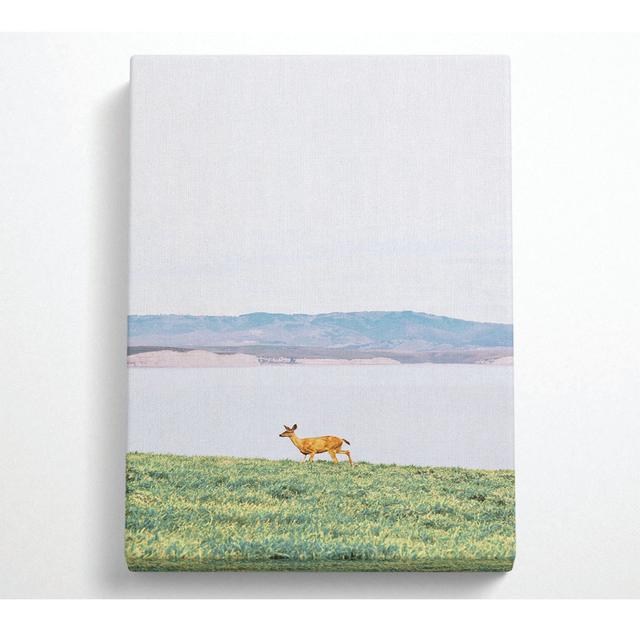 Deer With Lake Landscape Canvas Print House of Hampton Size: 142.2cm H x 101.6cm W on Productcaster.