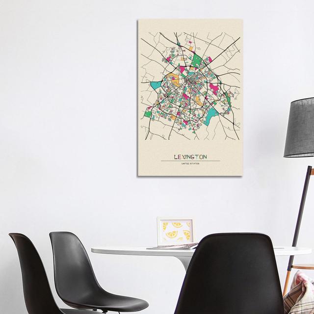 Lexington, Kentucky Map by Ayse Deniz Akerman - Wrapped Canvas Graphic Art Print Happy Larry Size: 101.6cm H x 66.04cm W x 3.8cm D on Productcaster.