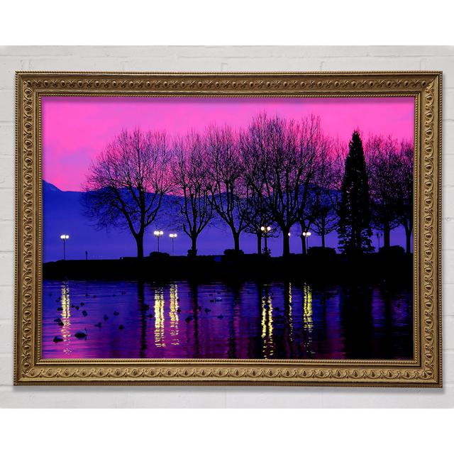 Surreal Pink Skies Over The Purple Lake - Single Picture Frame Art Prints Bright Star Size: 42cm H x 59.7cm W on Productcaster.